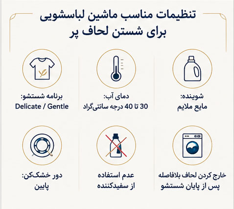 تنظیمات مناسب ماشین لباسشویی برای شستن لحاف پر
